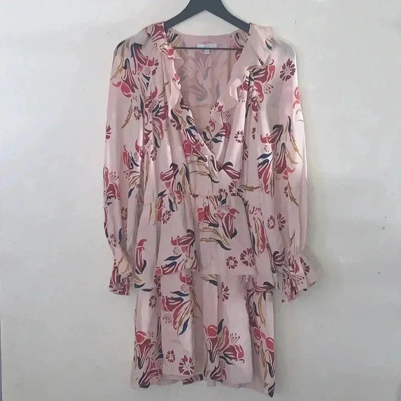 Joie PINK Nour Ruffle Neck Silk Dress Size Small - Picture 2 of 9